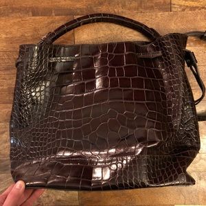 Zara Croc Leather Bucket Bag